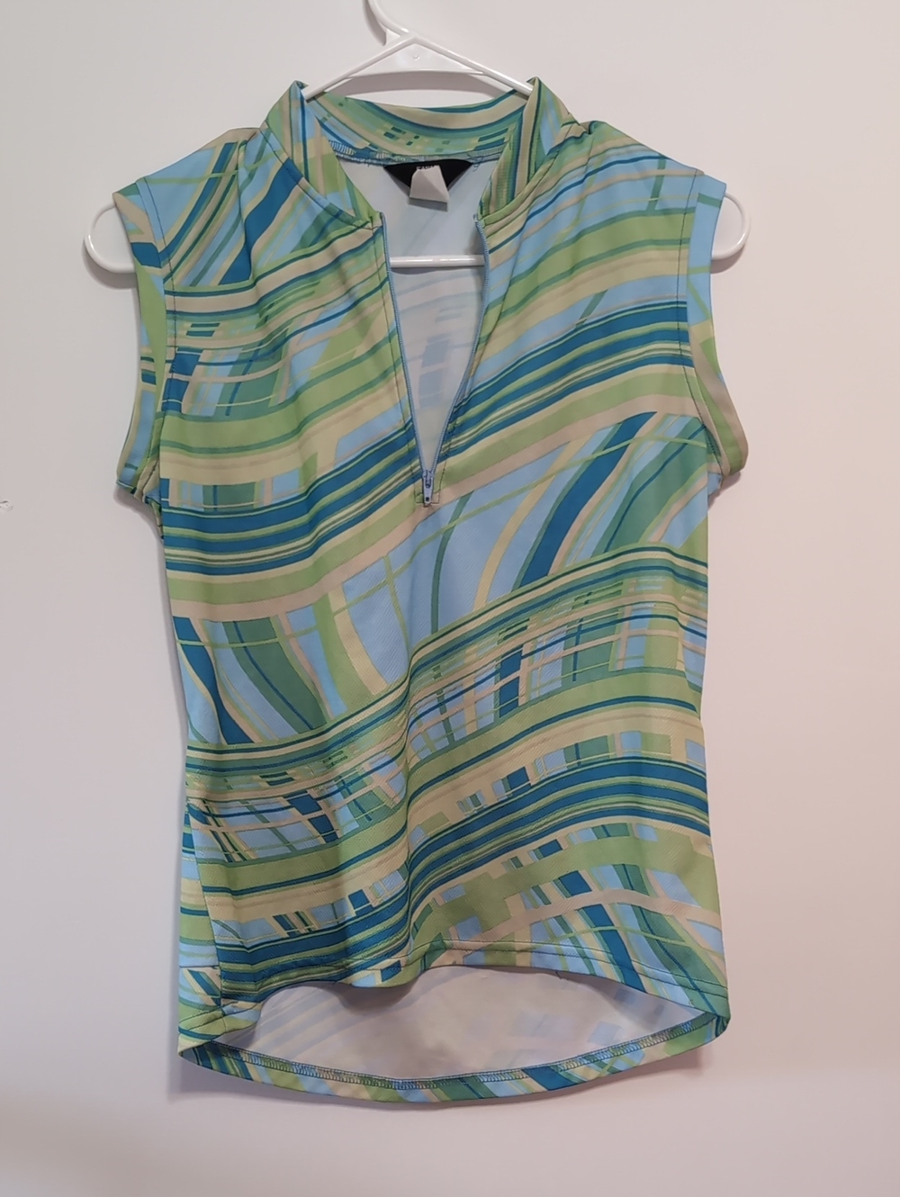 Canari Green Blue Sleeveless Zip Front Cycling Jersey Women's Size Medium
